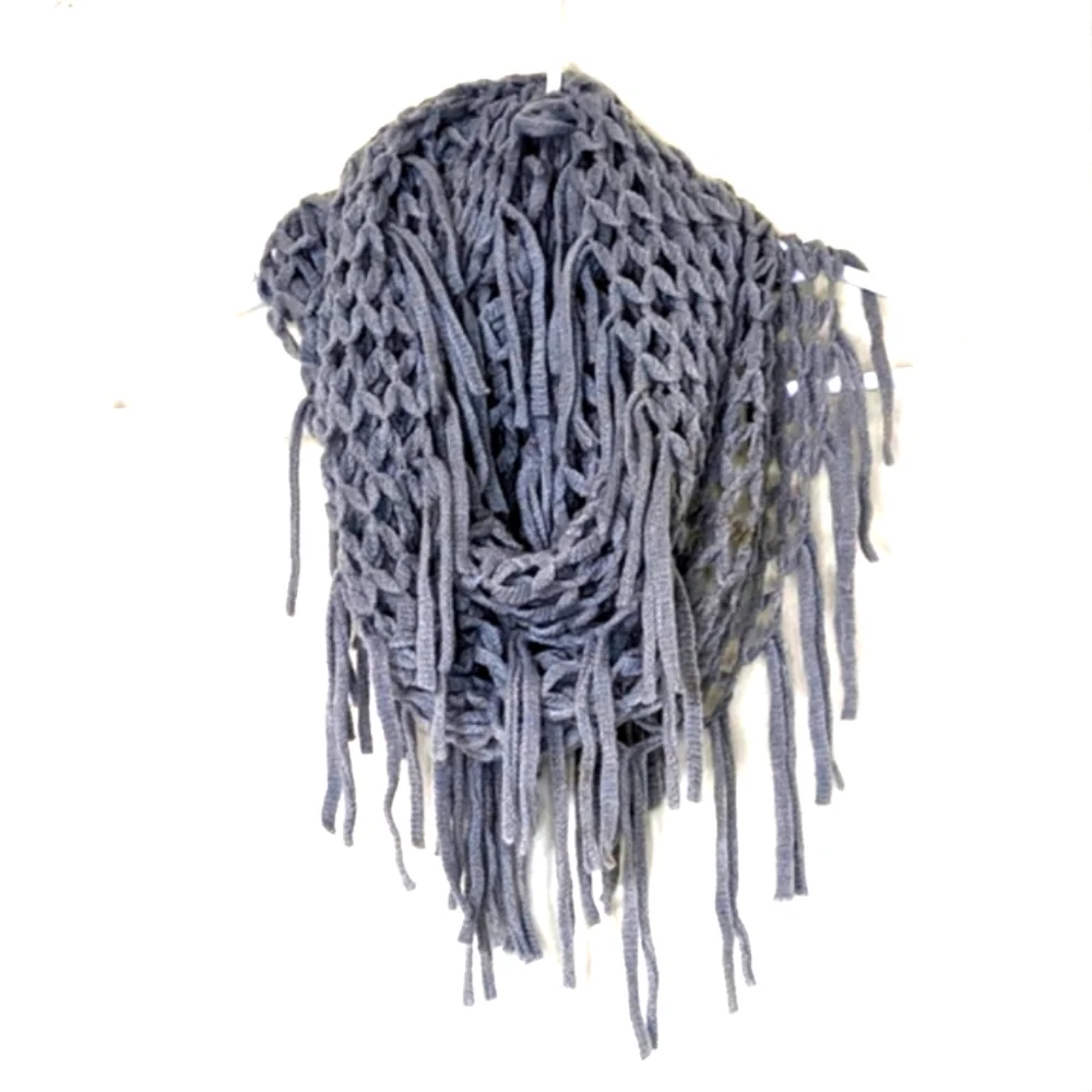 Fringe Knit Infinity Scarf